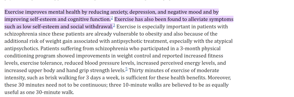 exercise benefits on mental health taken from ncbi.gov