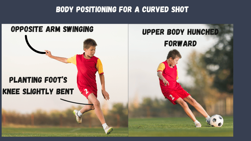 body positioning when curving a shot