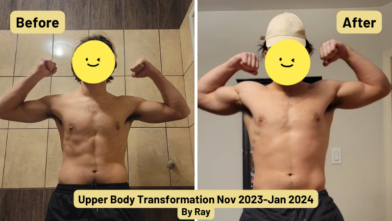 Ray's body transformation from november 2023 to january 2024