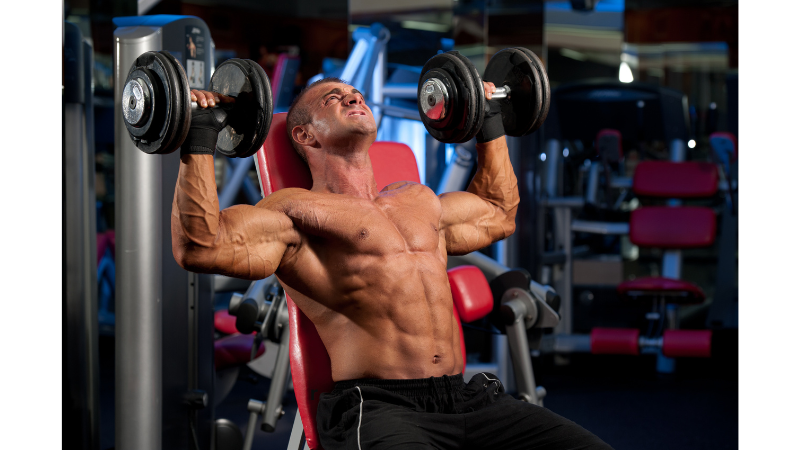 man doing shoulder press