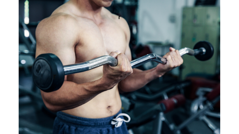 man doing barbell curl